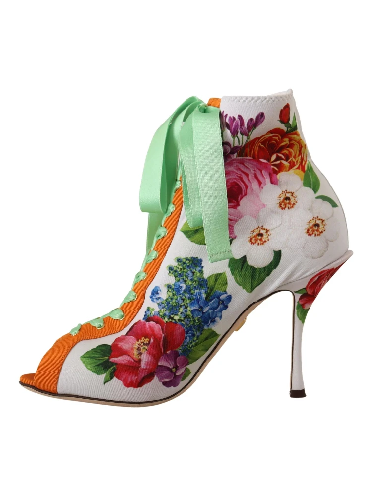 White Jersey Stretch Boots Open Toes Heels Shoes alternative