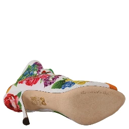 White Jersey Stretch Boots Open Toes Heels Shoes