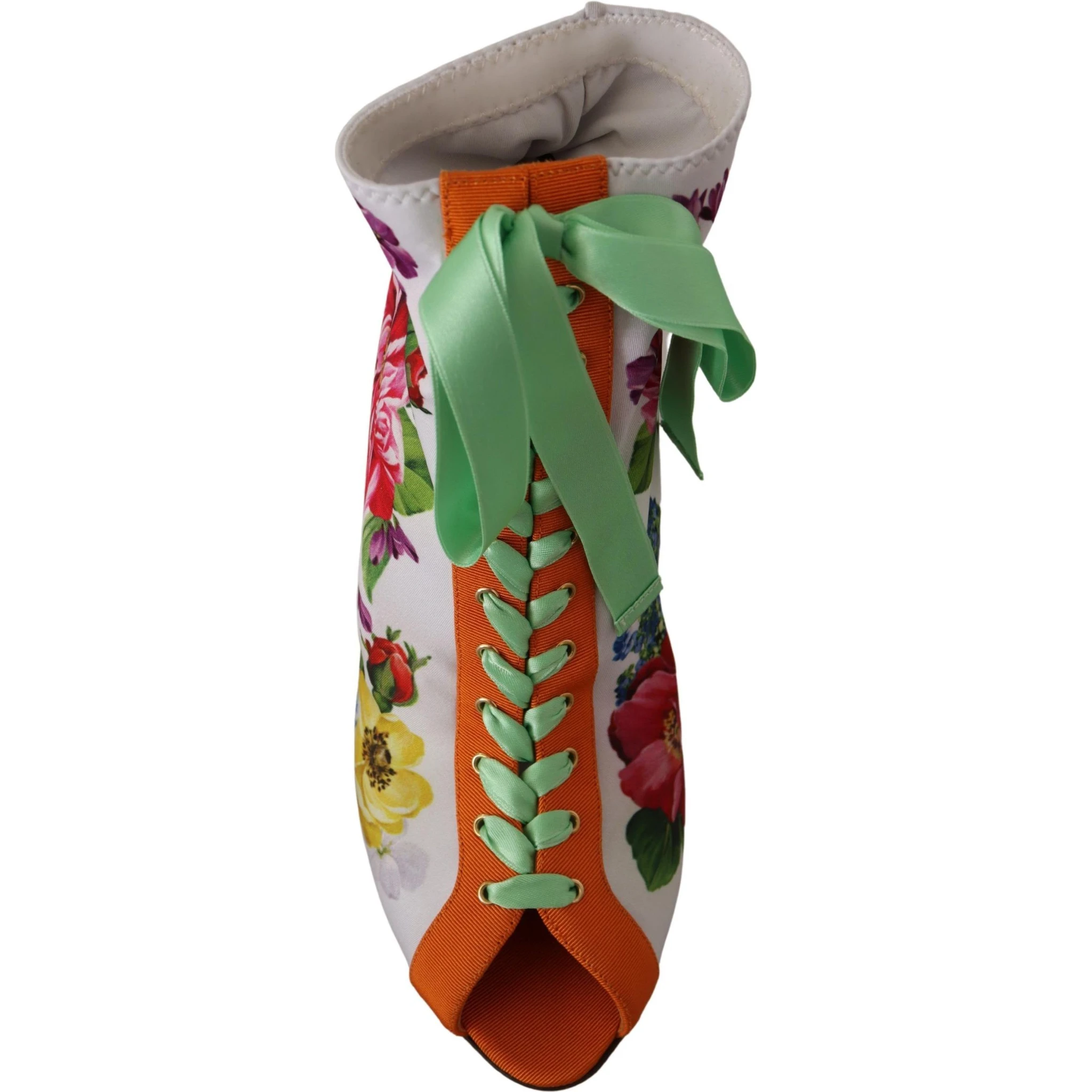 White Jersey Stretch Boots Open Toes Heels Shoes