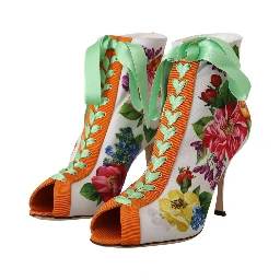 White Jersey Stretch Boots Open Toes Heels Shoes