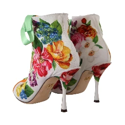 White Jersey Stretch Boots Open Toes Heels Shoes