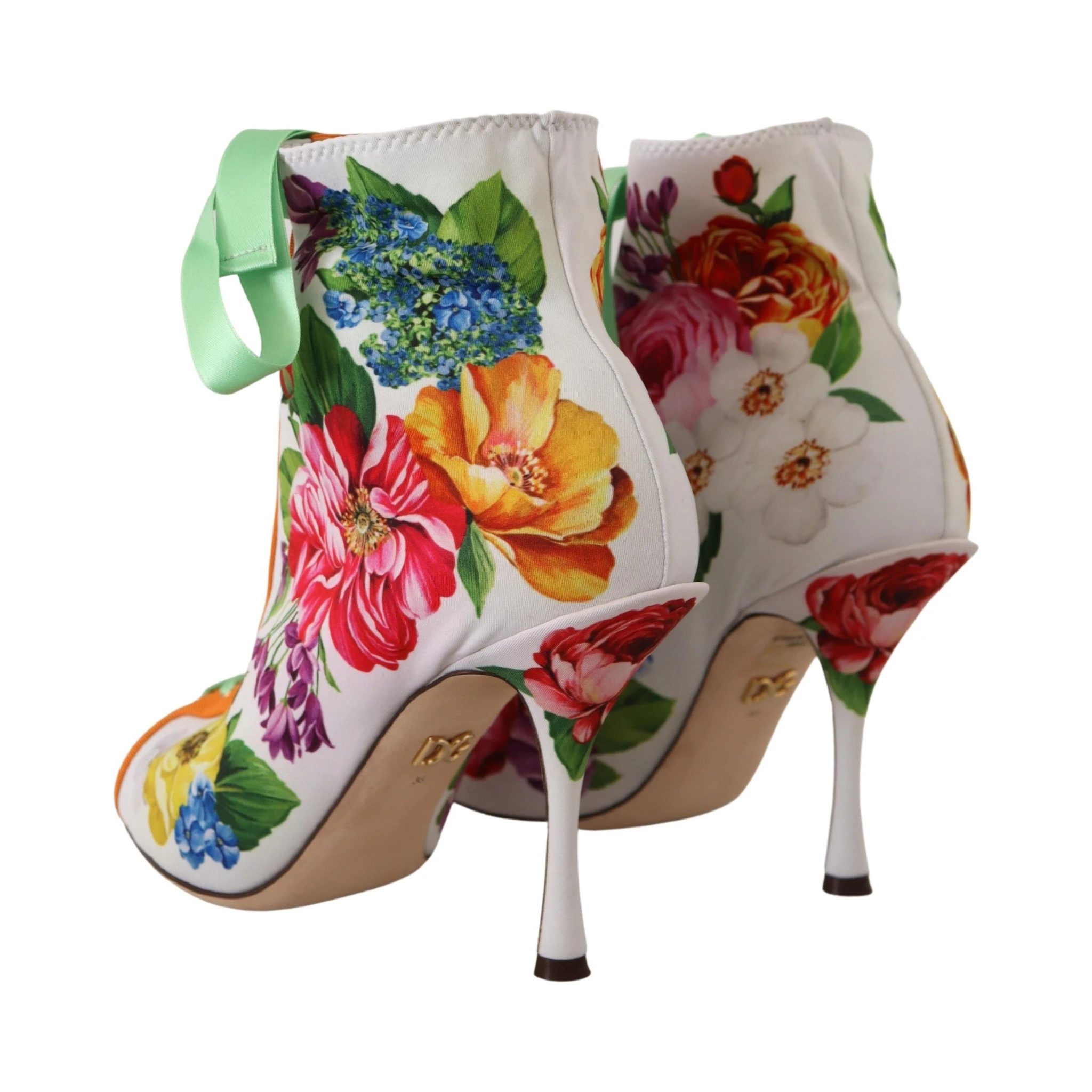 White Jersey Stretch Boots Open Toes Heels Shoes