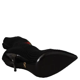 Black Stretch Socks Red Roses Booties Shoes