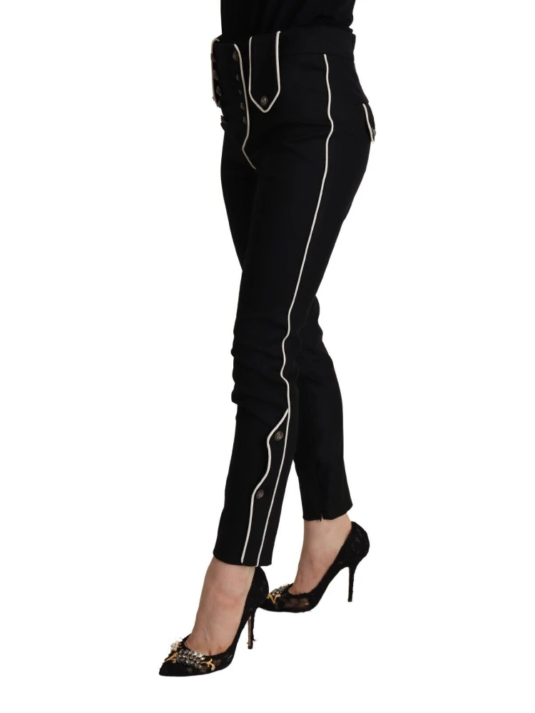Black Mid Waist Button Embellished Slim Fit Pants alternative