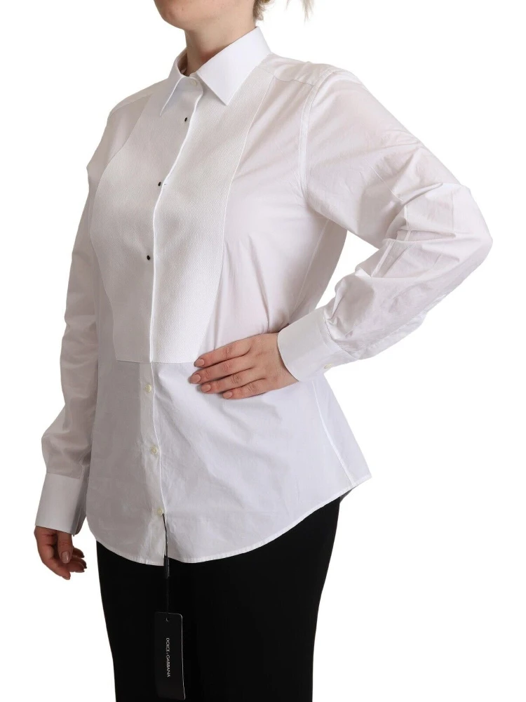 White Cotton Dress Collared Long Sleeves Shirt Top alternative