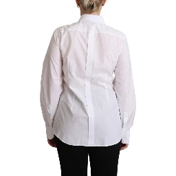 White Cotton Dress Collared Long Sleeves Shirt Top
