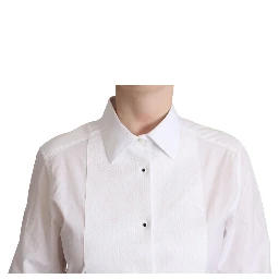 White Cotton Dress Collared Long Sleeves Shirt Top