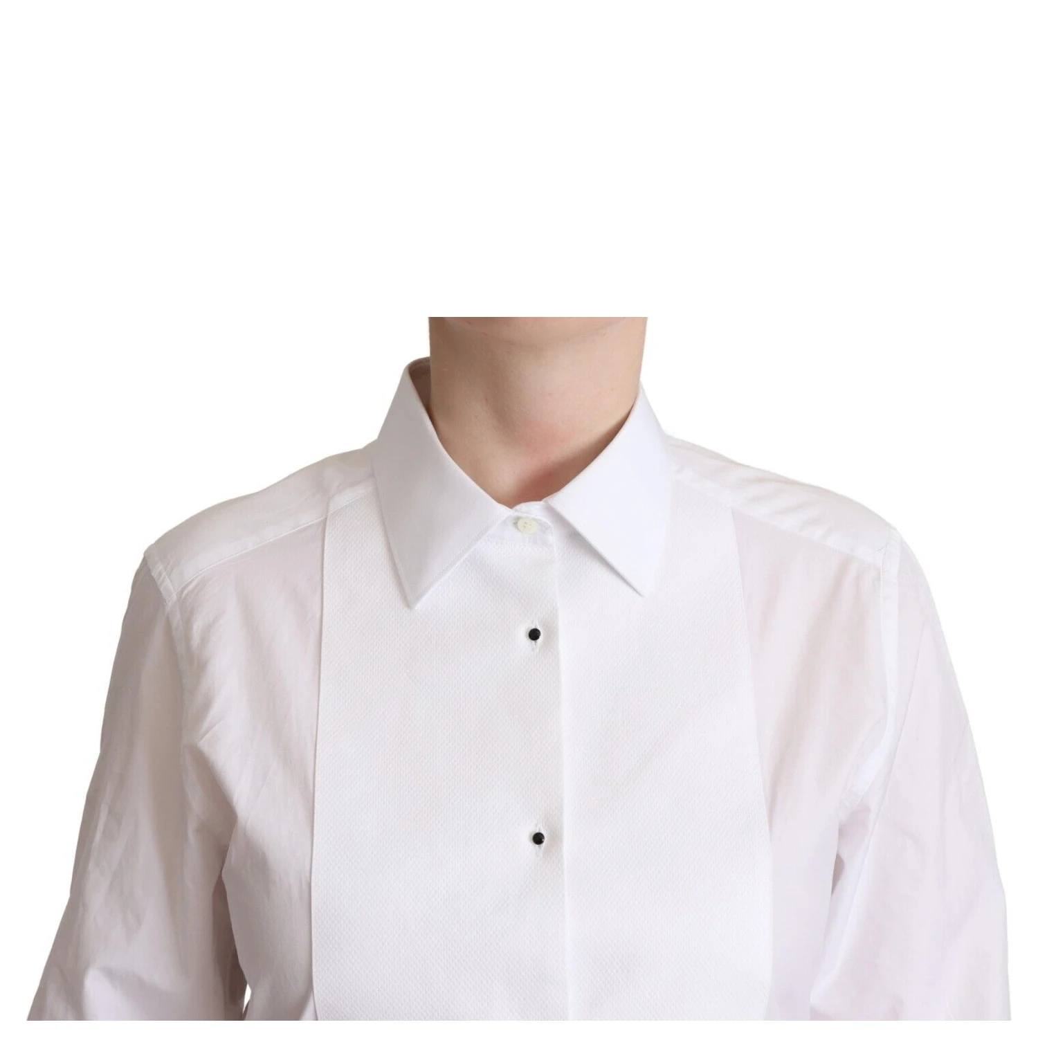White Cotton Dress Collared Long Sleeves Shirt Top