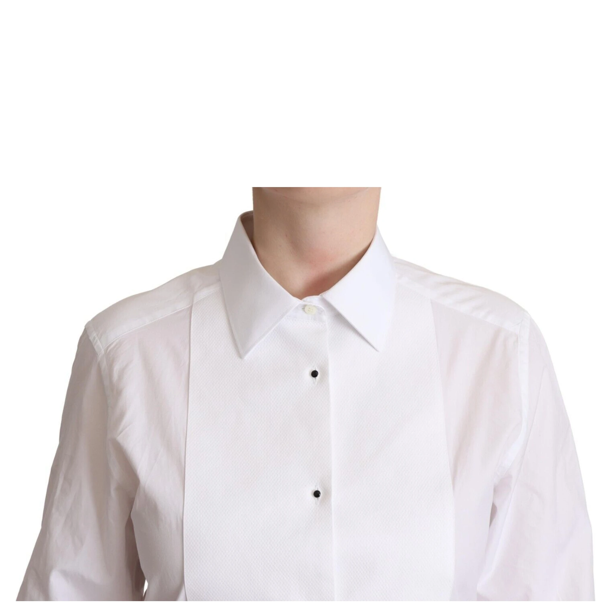 White Cotton Dress Collared Long Sleeves Shirt Top