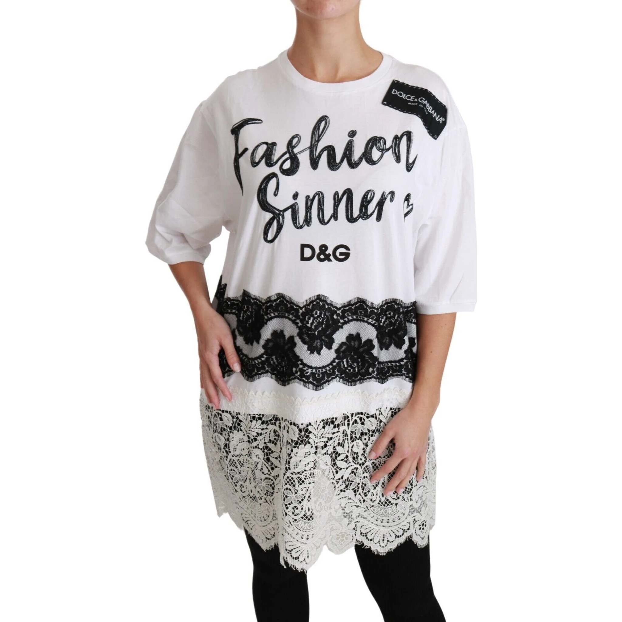 White Fashion Sinner Cotton Lace T-shirt Top