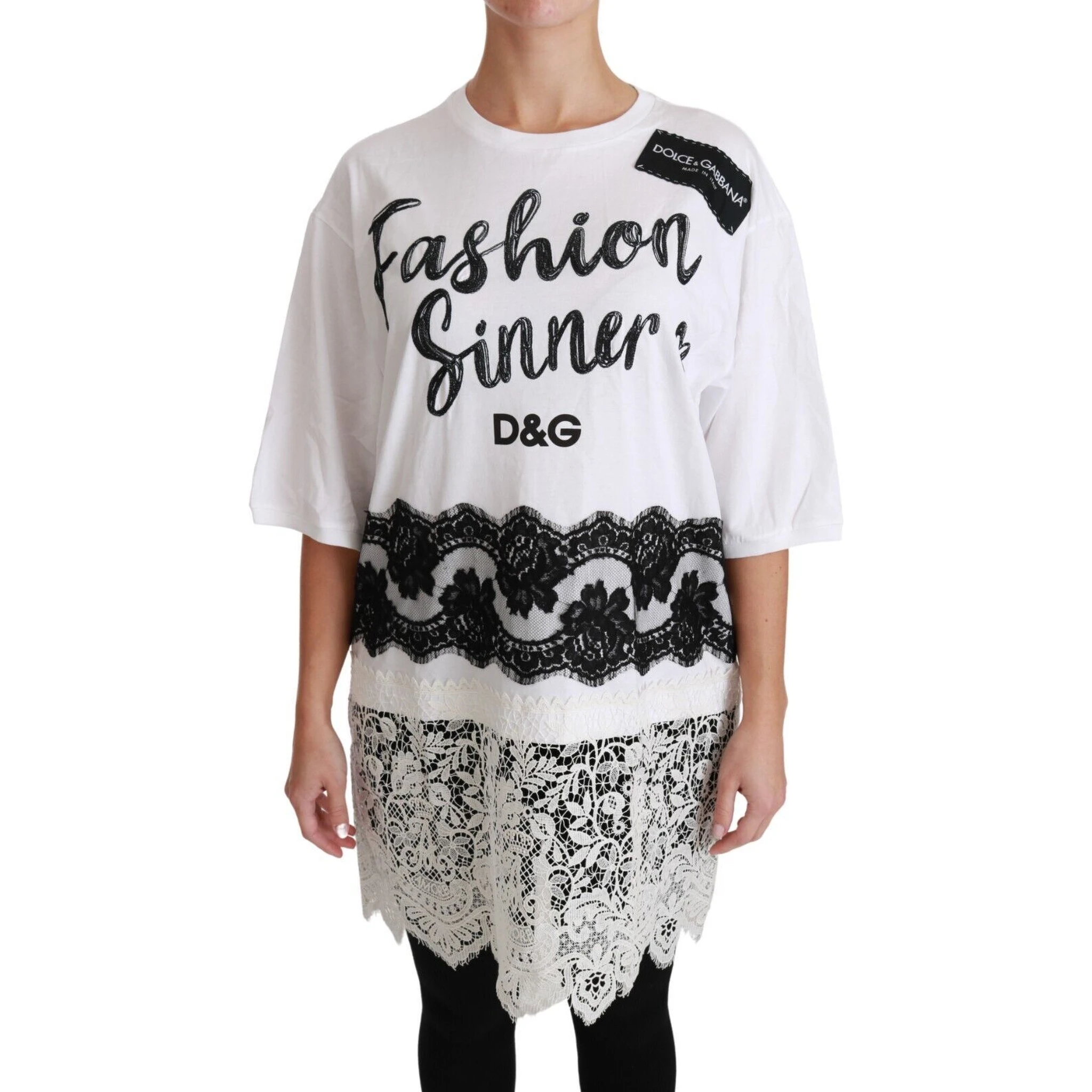 White Fashion Sinner Cotton Lace T-shirt Top