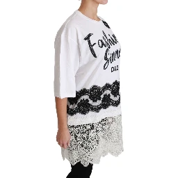 White Fashion Sinner Cotton Lace T-shirt Top