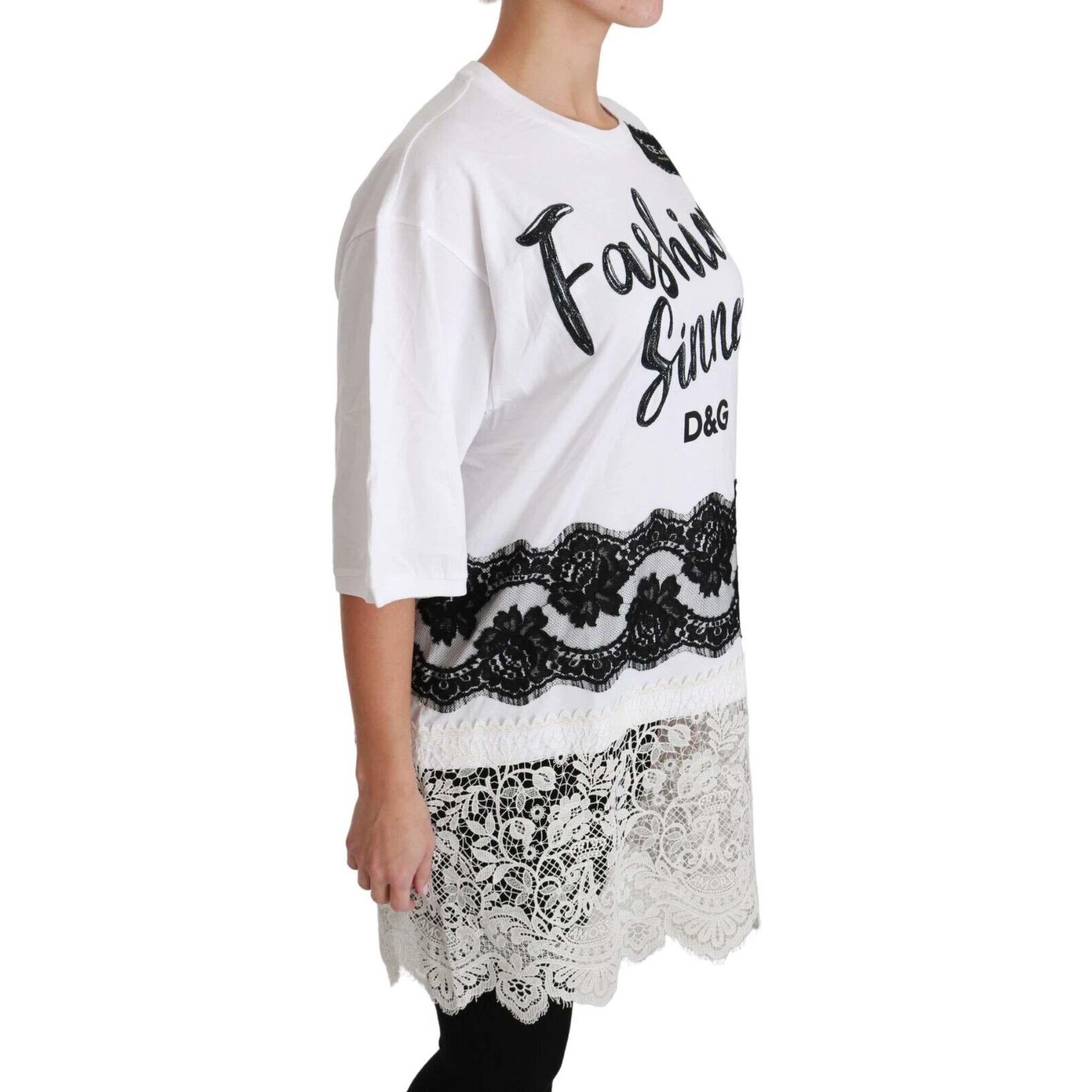 White Fashion Sinner Cotton Lace T-shirt Top