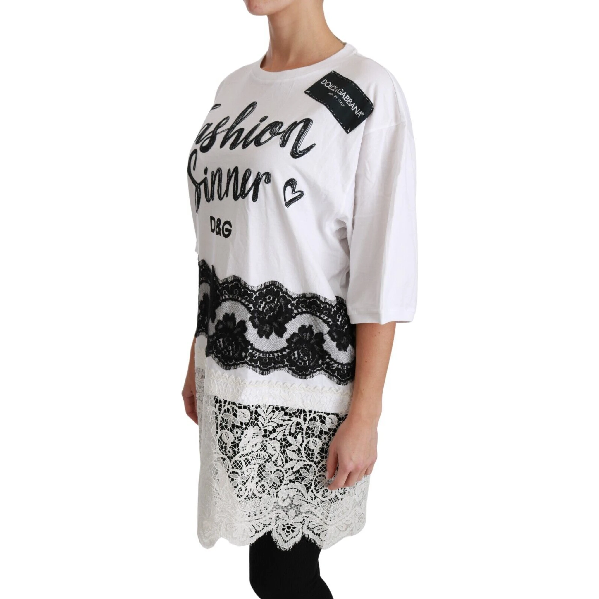 White Fashion Sinner Cotton Lace T-shirt Top