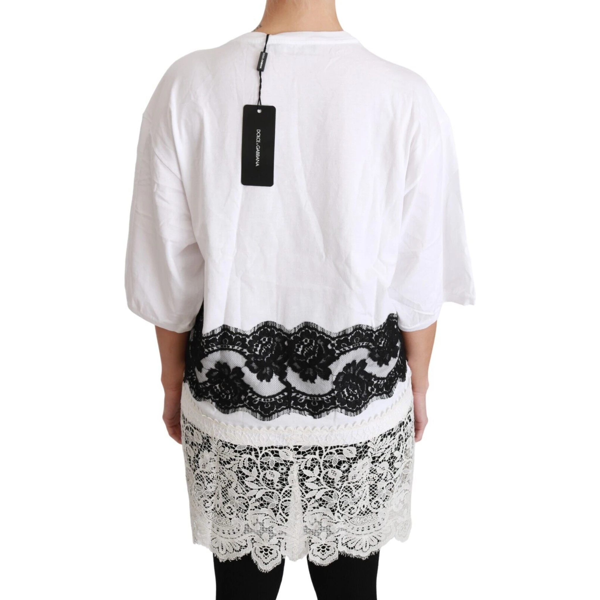 White Fashion Sinner Cotton Lace T-shirt Top