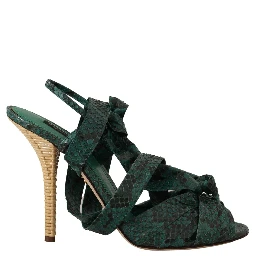 Green Python Strap Sandals Heels Shoes