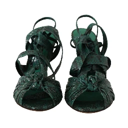 Green Python Strap Sandals Heels Shoes