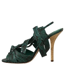 Green Python Strap Sandals Heels Shoes