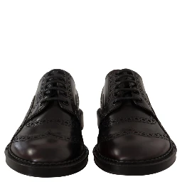 Purple Leather Oxford Wingtip Formal Shoes