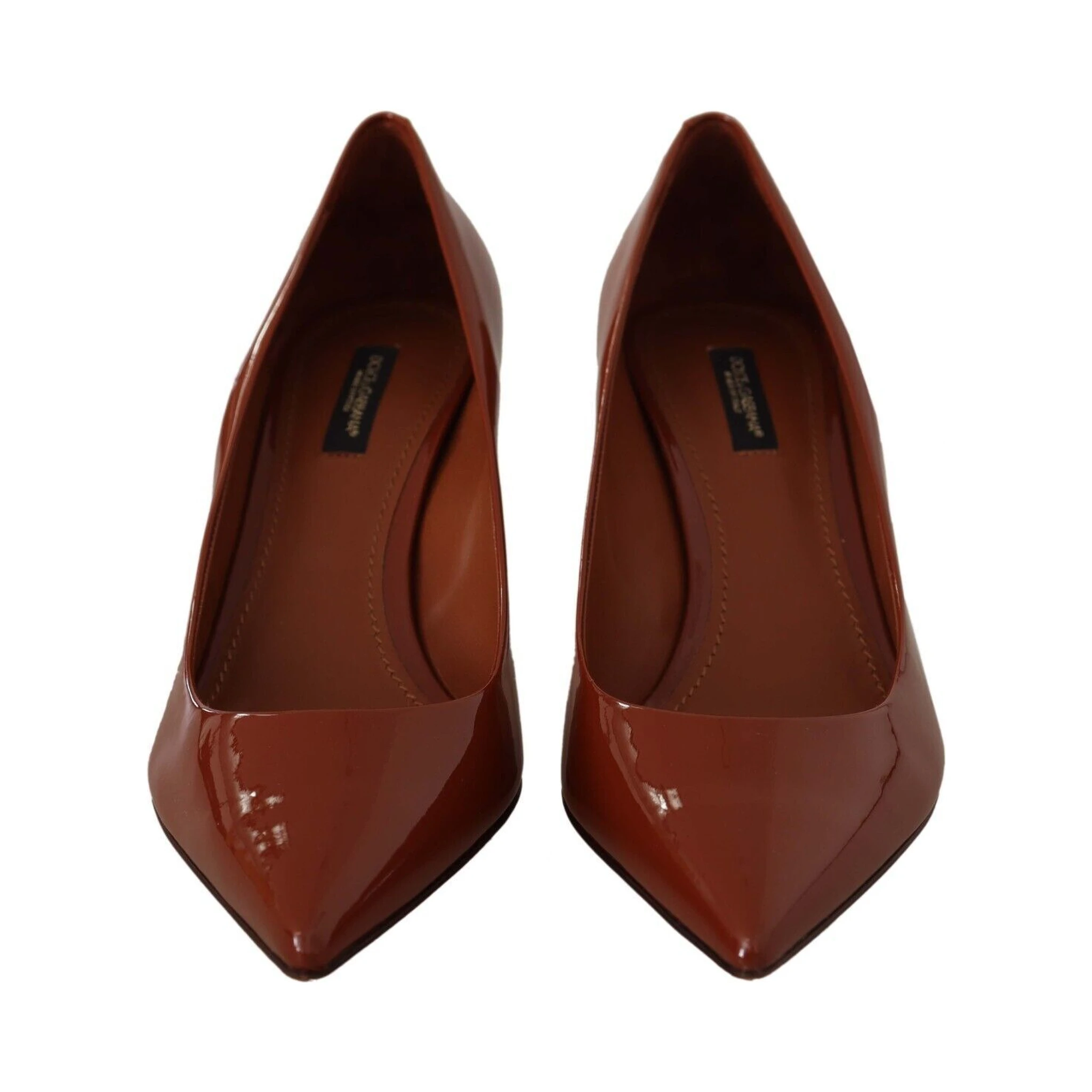 Brown Kitten Heels Pumps Patent Leather Shoes