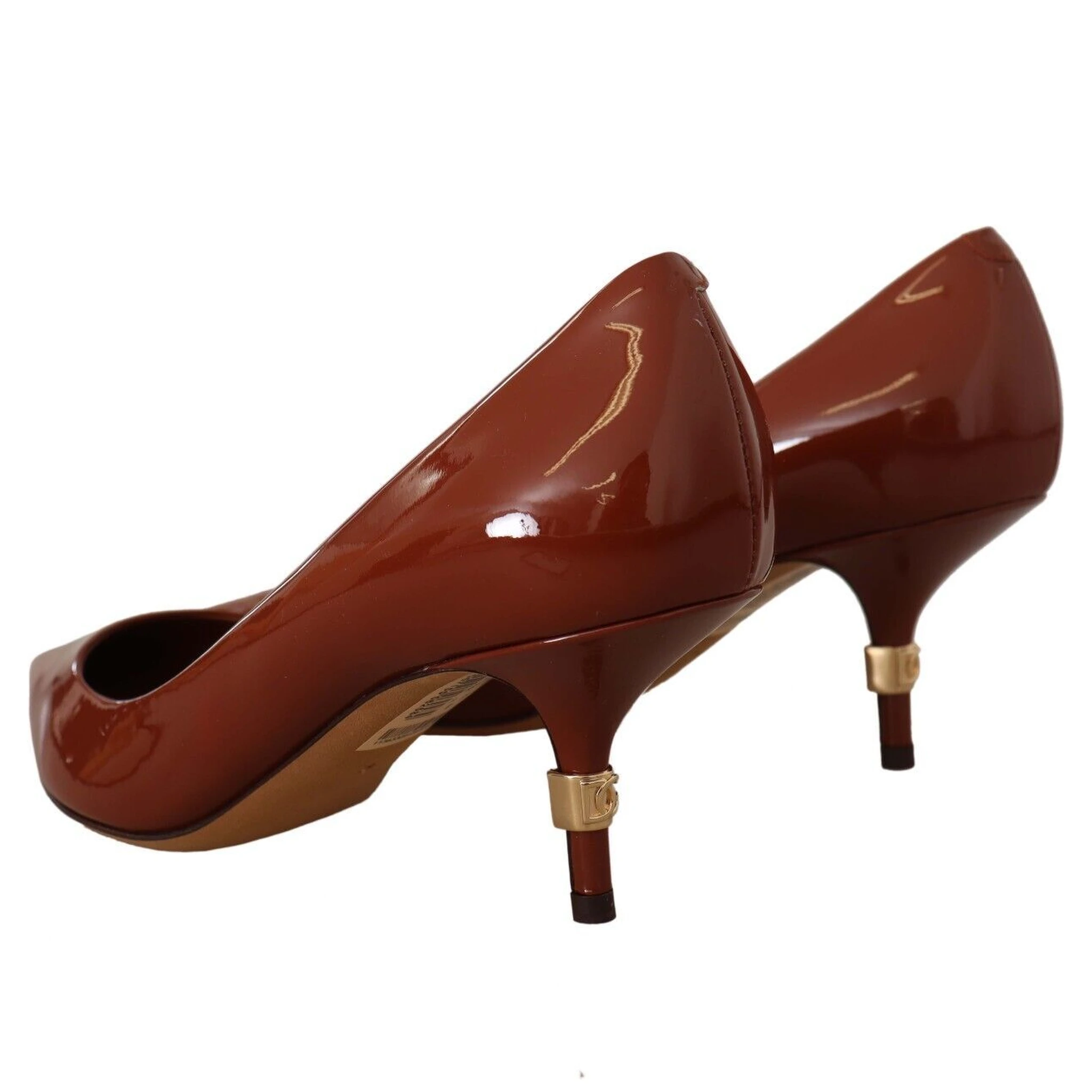 Brown Kitten Heels Pumps Patent Leather Shoes