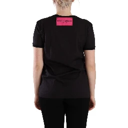 Black Logo Print Cotton Crew Neck Tee T-shirt