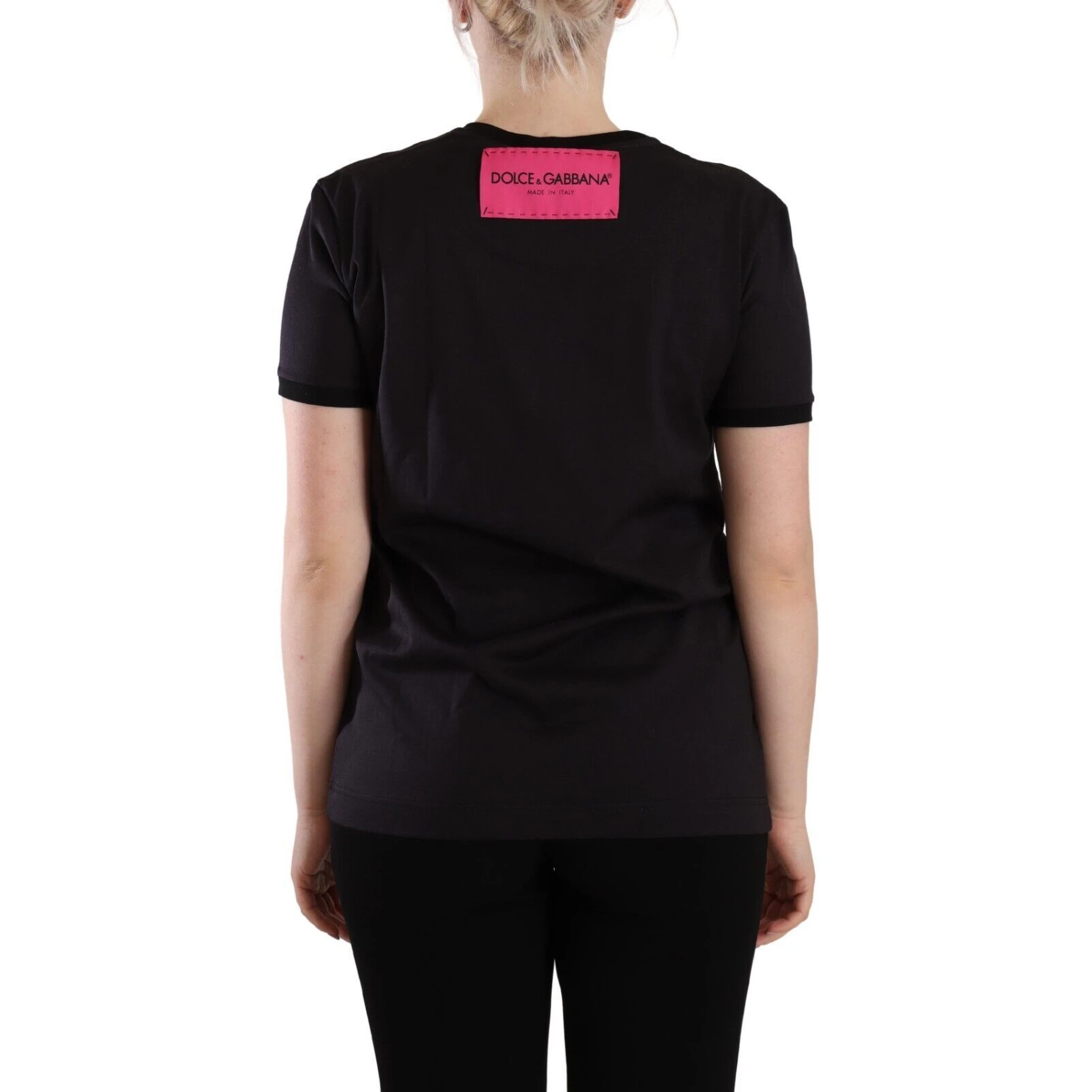 Black Logo Print Cotton Crew Neck Tee T-shirt