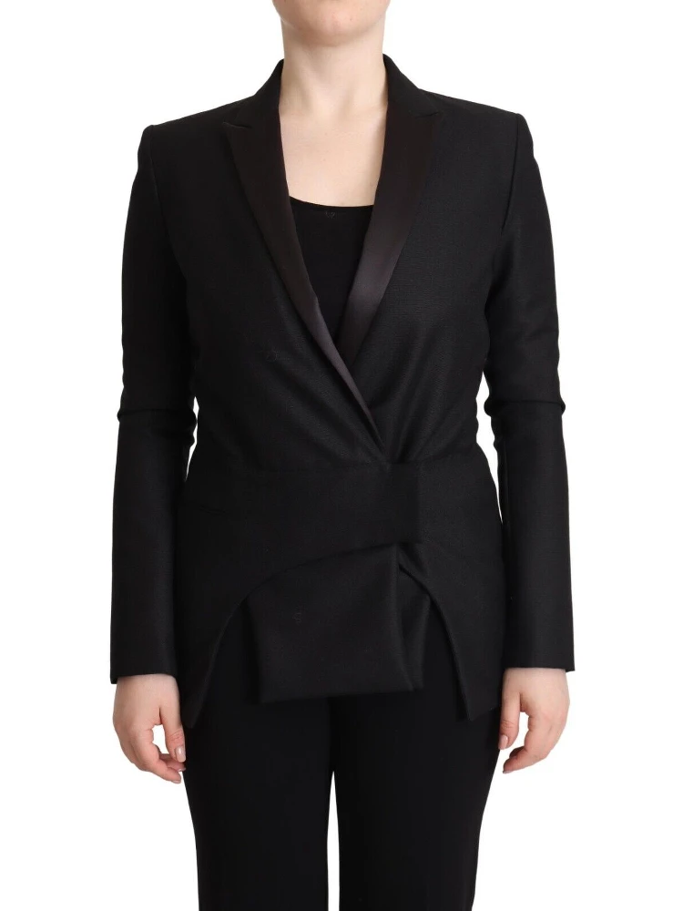 Black Long Sleeves Double Breasted Jacket