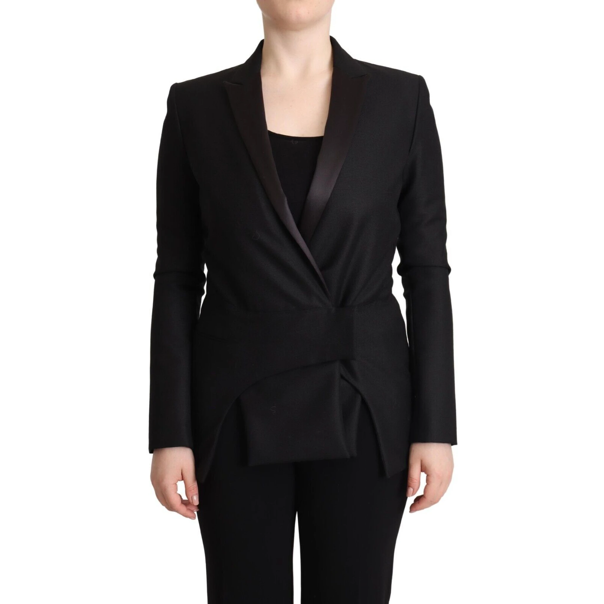 Black Long Sleeves Double Breasted Jacket