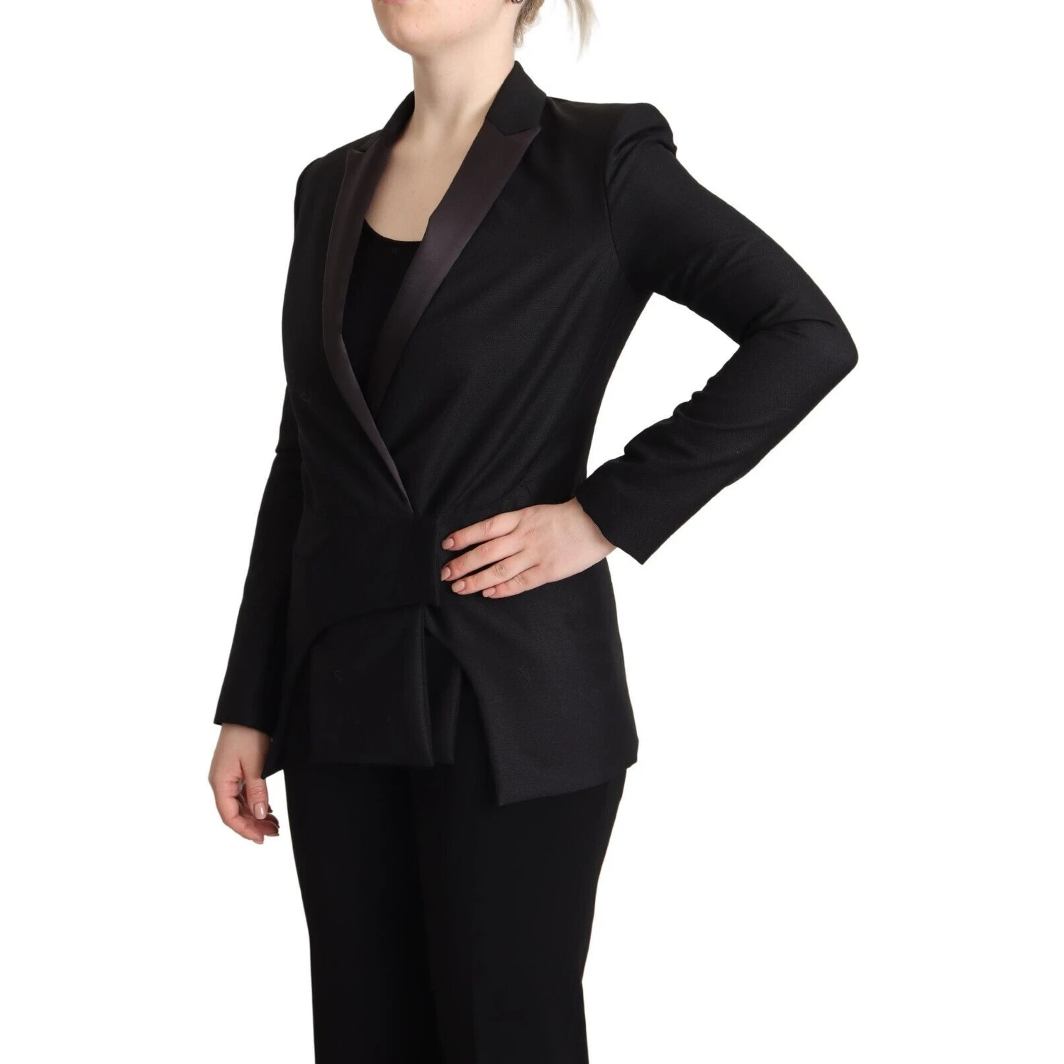 Black Long Sleeves Double Breasted Jacket