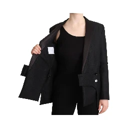 Black Long Sleeves Double Breasted Jacket