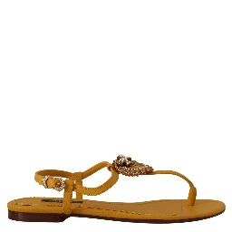 Mustard Leather Devotion Flats Sandals Shoes