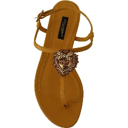 Mustard Leather Devotion Flats Sandals Shoes