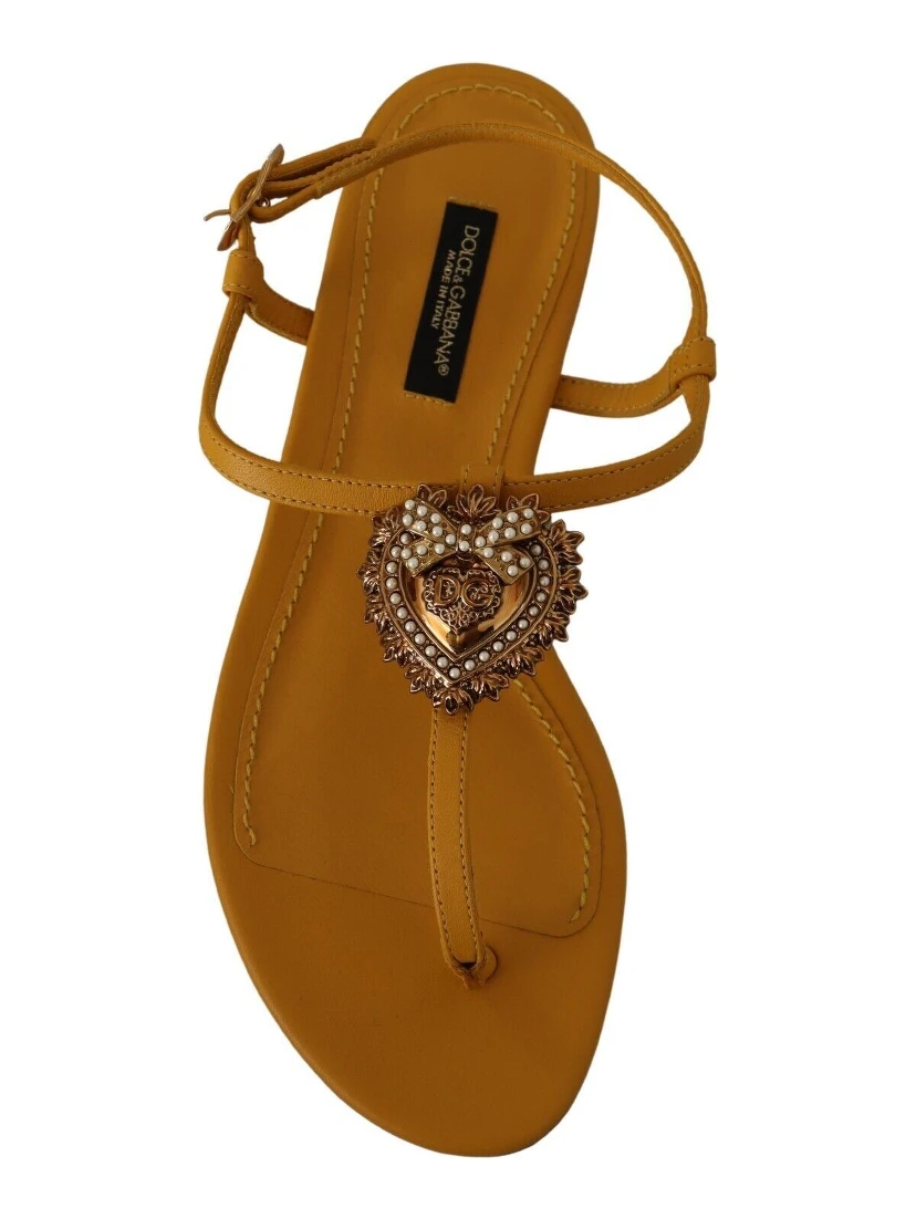 Mustard Leather Devotion Flats Sandals Shoes