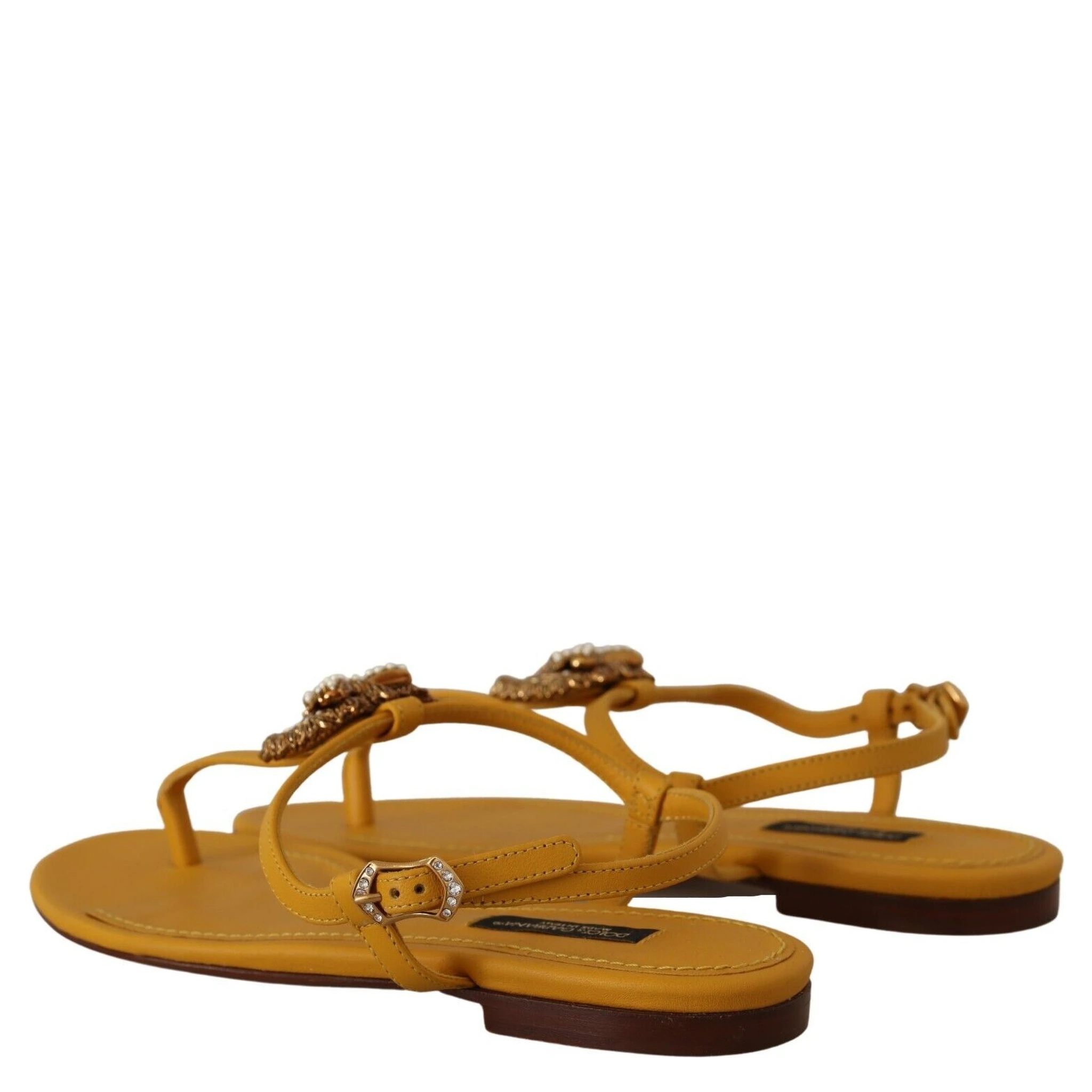 Mustard Leather Devotion Flats Sandals Shoes