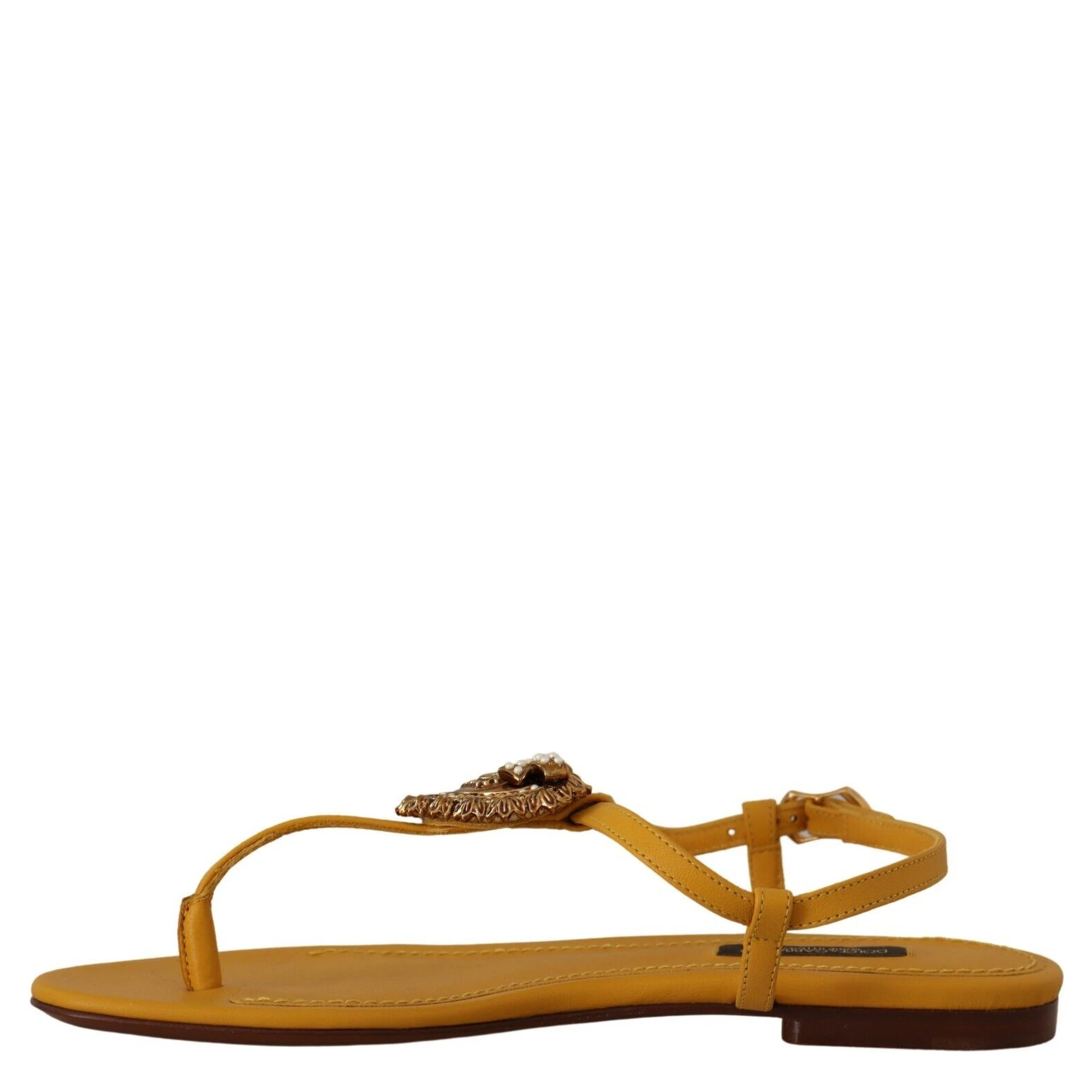Mustard Leather Devotion Flats Sandals Shoes