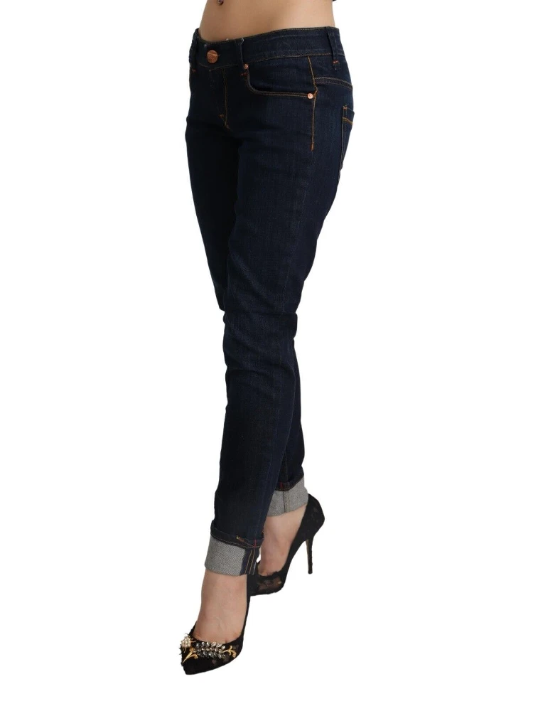 Blue Cotton Low Waist Slim Fit Denim Women Trouser Jeans alternative