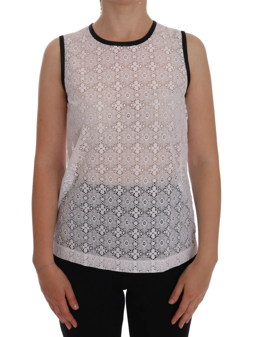 White Lace Floral Nylon Tank T-shirt