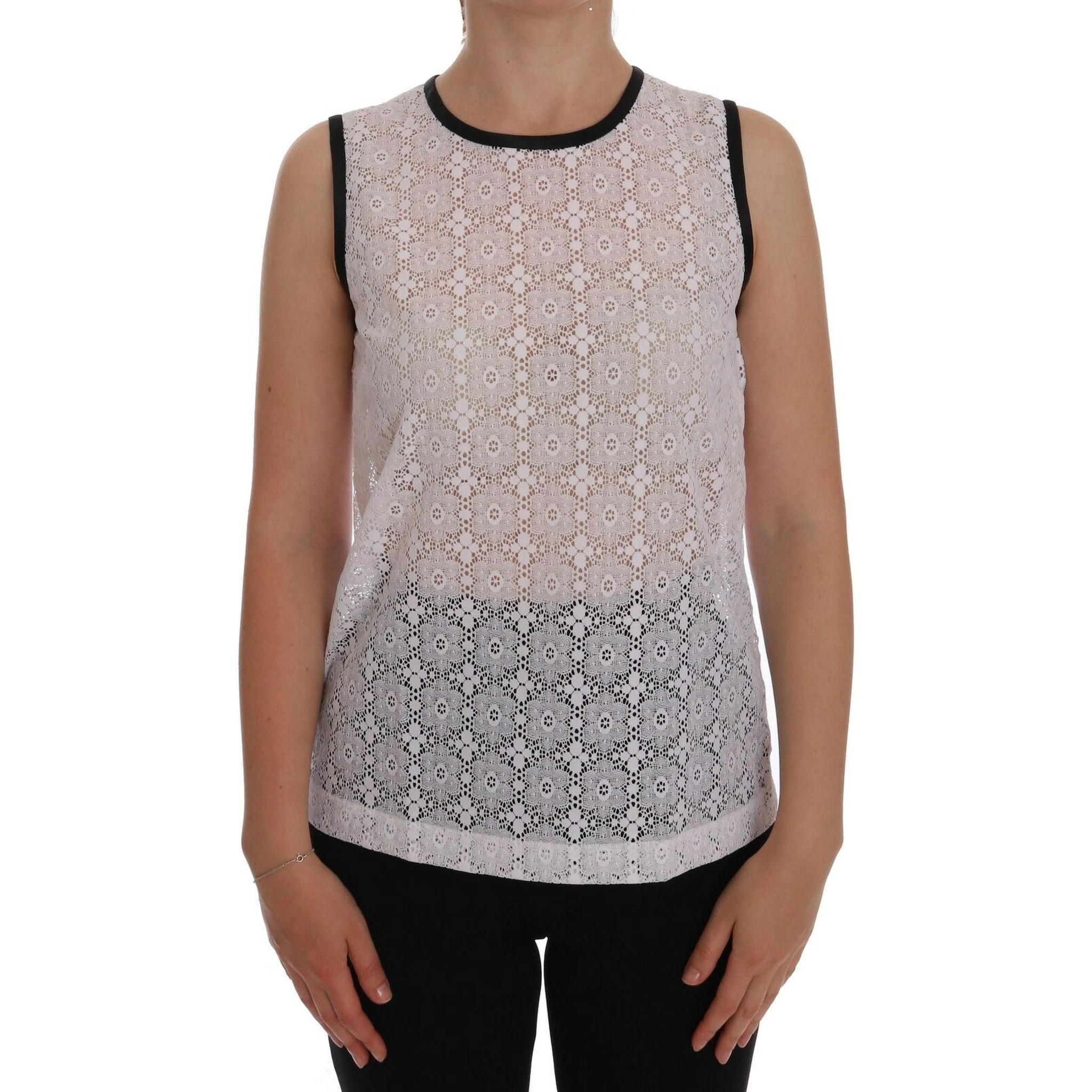 White Lace Floral Nylon Tank T-shirt