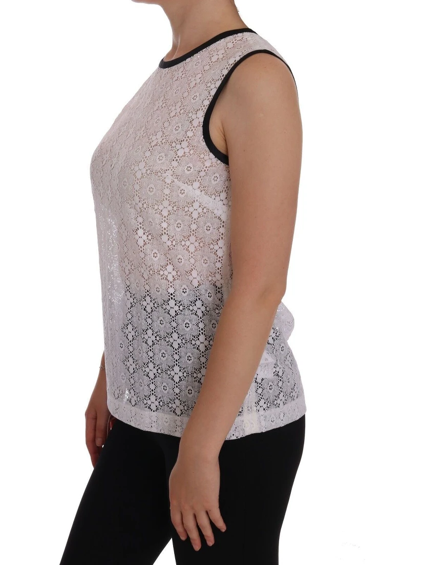 White Lace Floral Nylon Tank T-shirt