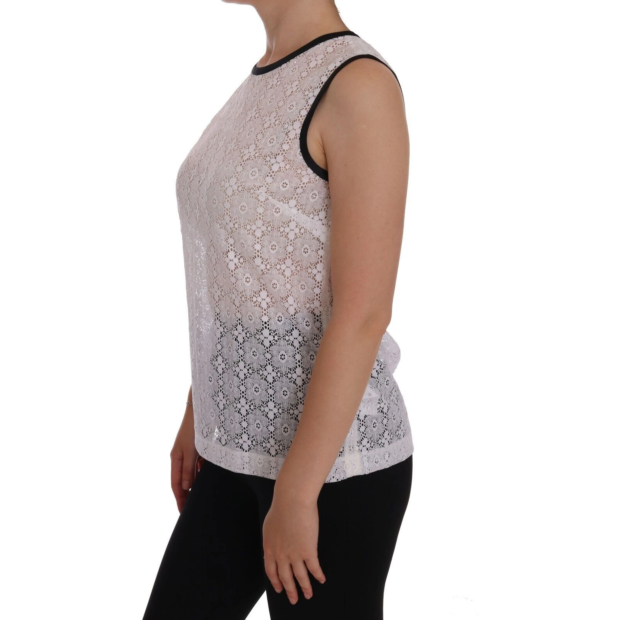 White Lace Floral Nylon Tank T-shirt