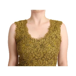 Brown Floral Lace Maxi Floor Length Dress