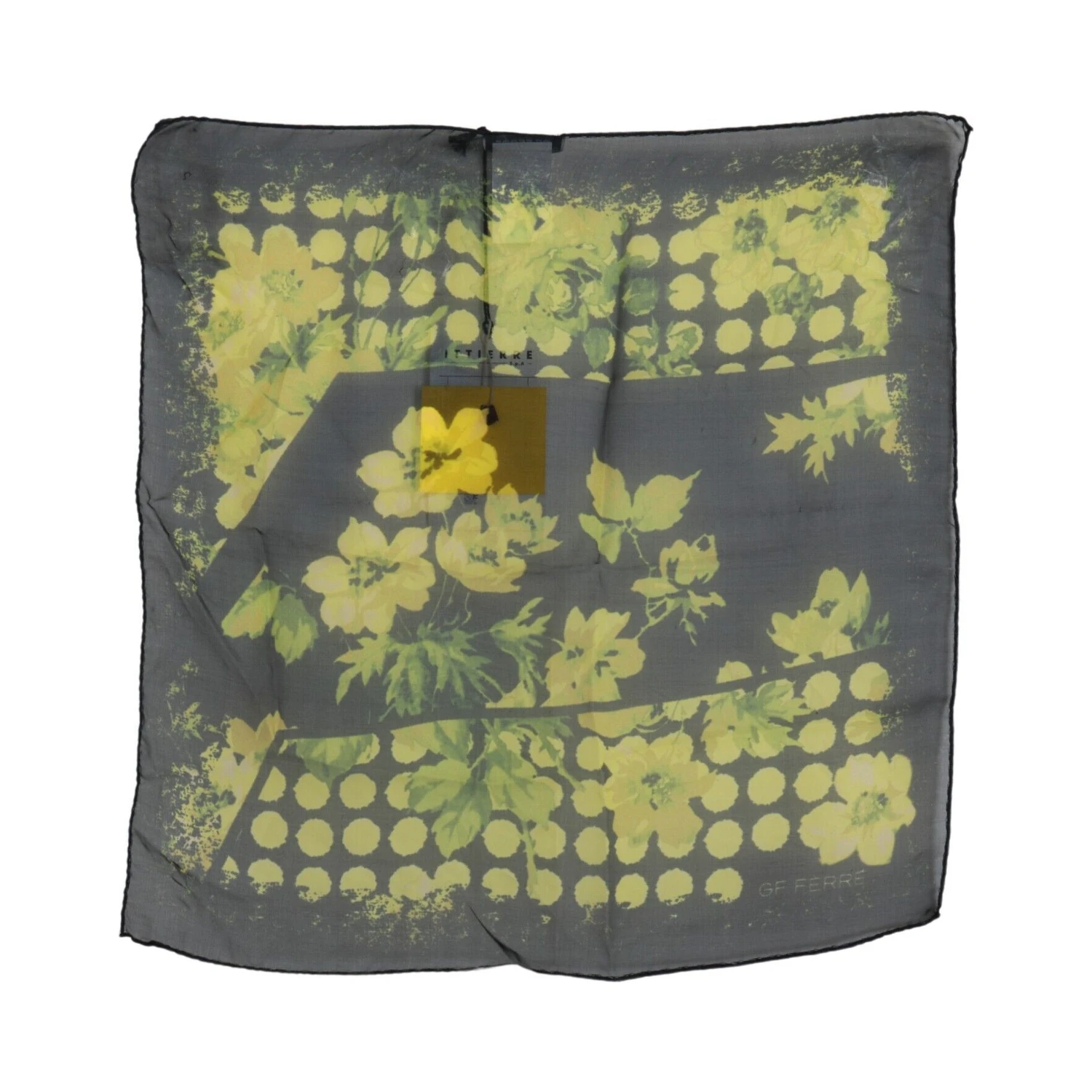 Black Yellow Floral Wrap Shawl Foulard Scarf