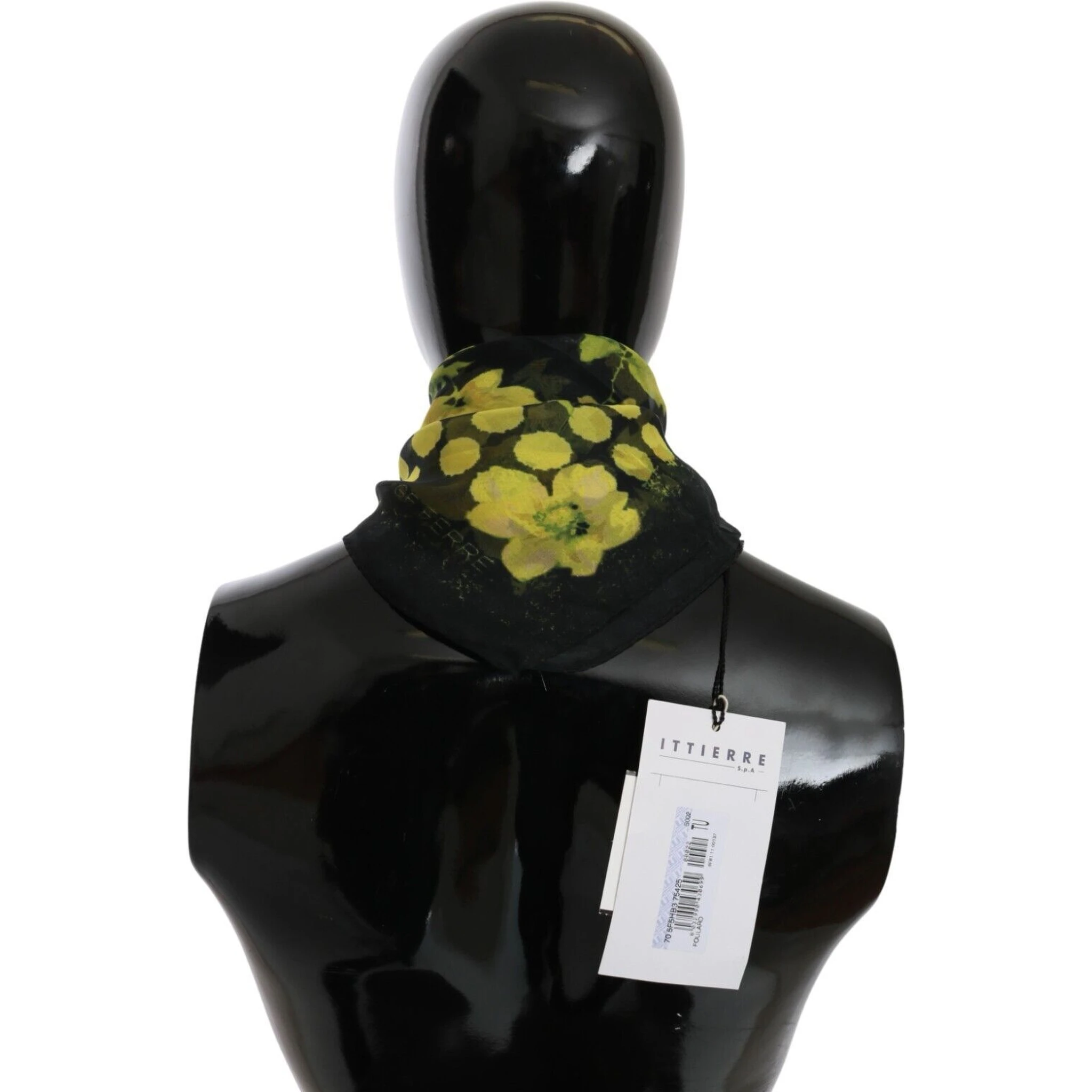 Black Yellow Floral Wrap Shawl Foulard Scarf