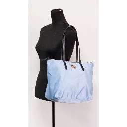 Portuna Medusa Medium Cornflower Blue Nylon Leather Tote Bag Purse