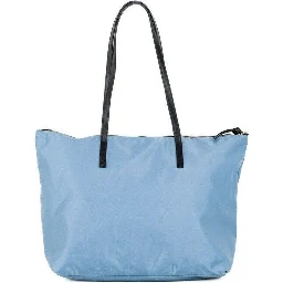 Portuna Medusa Medium Cornflower Blue Nylon Leather Tote Bag Purse