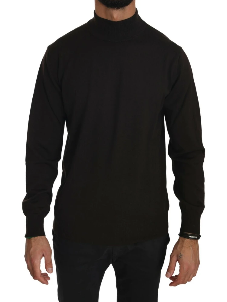 Brown Turtle Neck Pullover Wool Sweater