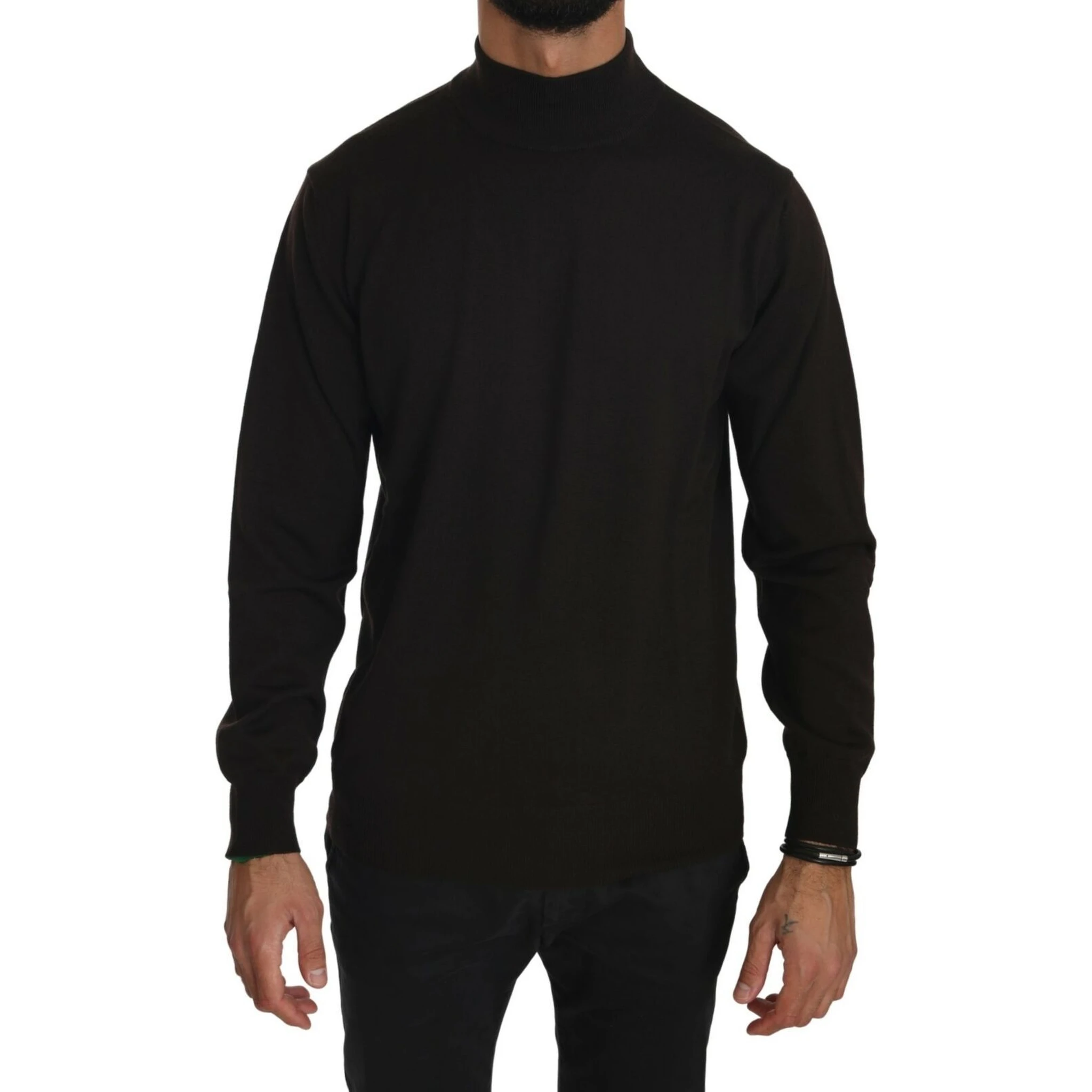 Brown Turtle Neck Pullover Wool Sweater