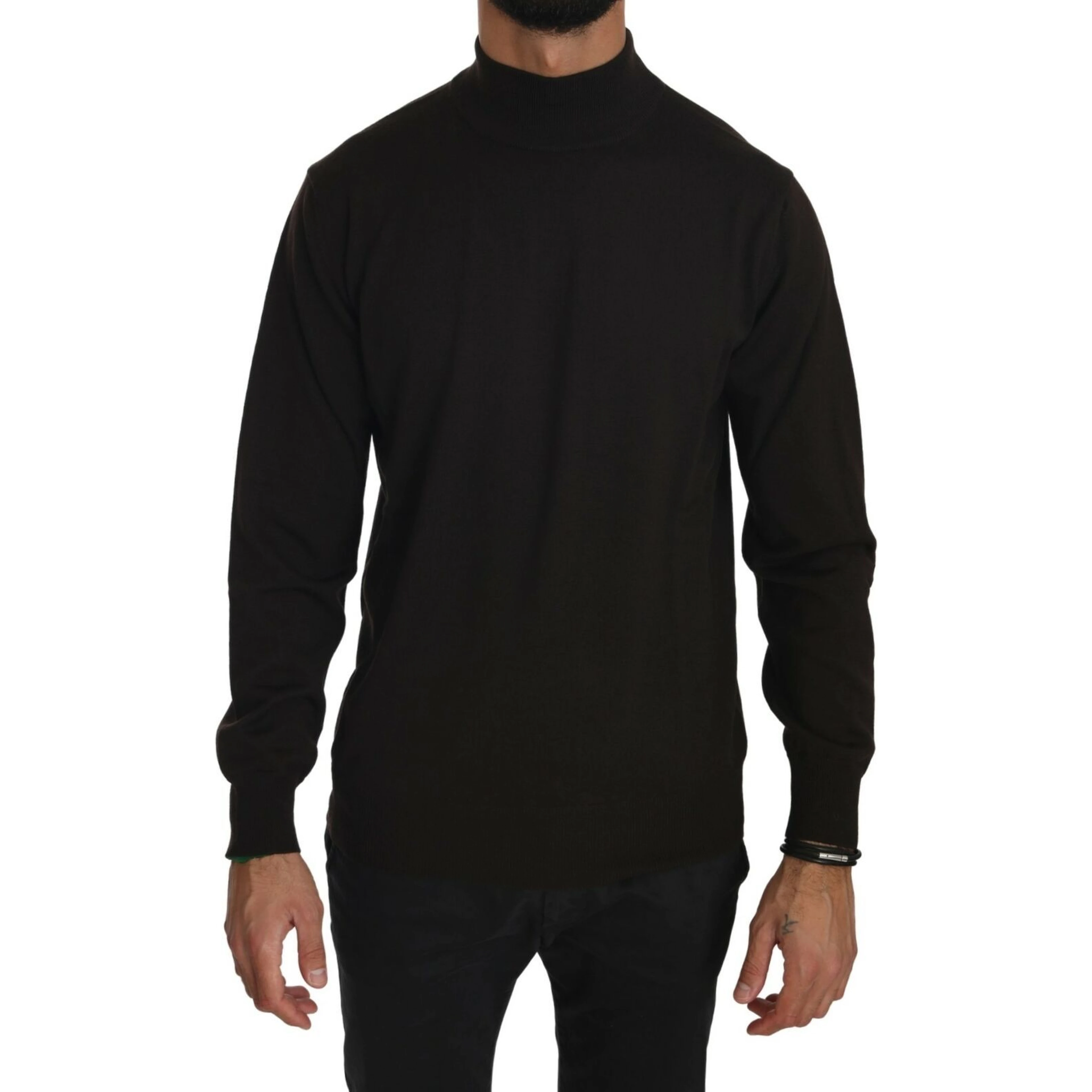 Brown Turtle Neck Pullover Wool Sweater