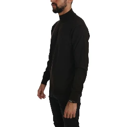 Brown Turtle Neck Pullover Wool Sweater